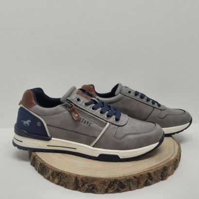 Basket plate grise avec zip et talon coloré Mustang