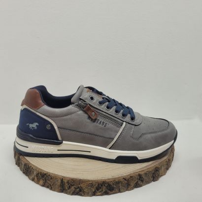 Basket plate grise avec zip et talon coloré Mustang