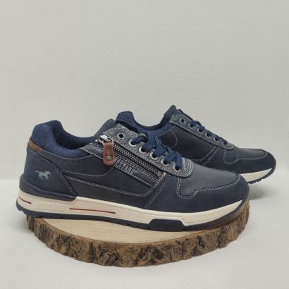 Basket plate bleu marine avec zip Mustang