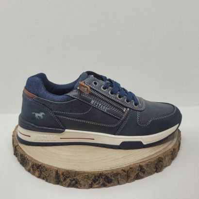 Basket plate bleu marine avec zip Mustang