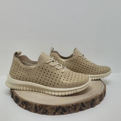 Basket souple doré perforée avec lacets Pluum