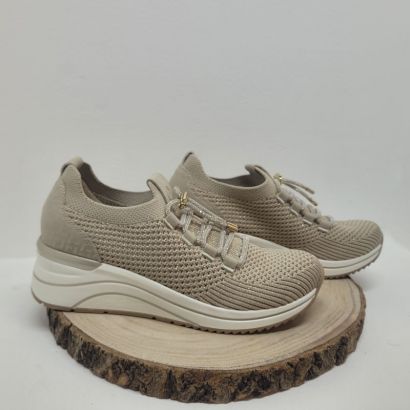 Basket compensée mesh beige avec strasses Remonte 