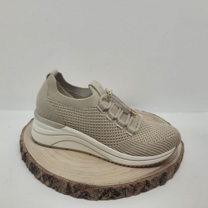Basket compensée mesh beige avec strasses Remonte 