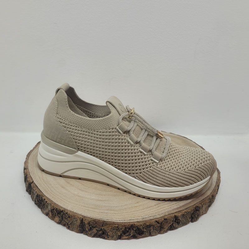 Basket compensée mesh beige avec strasses Remonte 