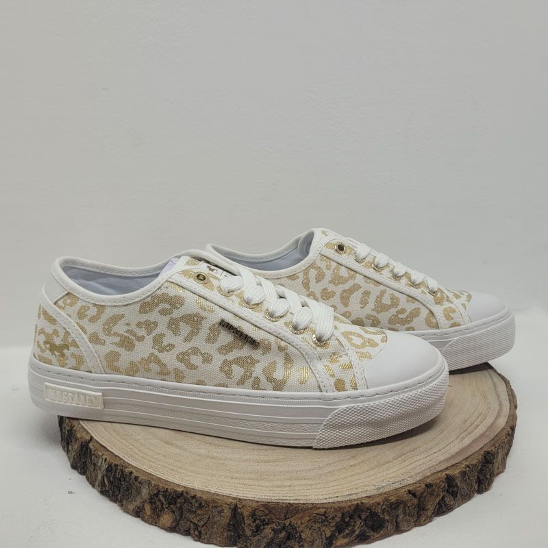 Basket plate blanche et dorée Mustang 