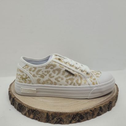 Basket plate blanche et dorée Mustang 