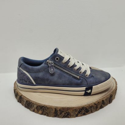 Basket plate bleu marine avec zip Mustang