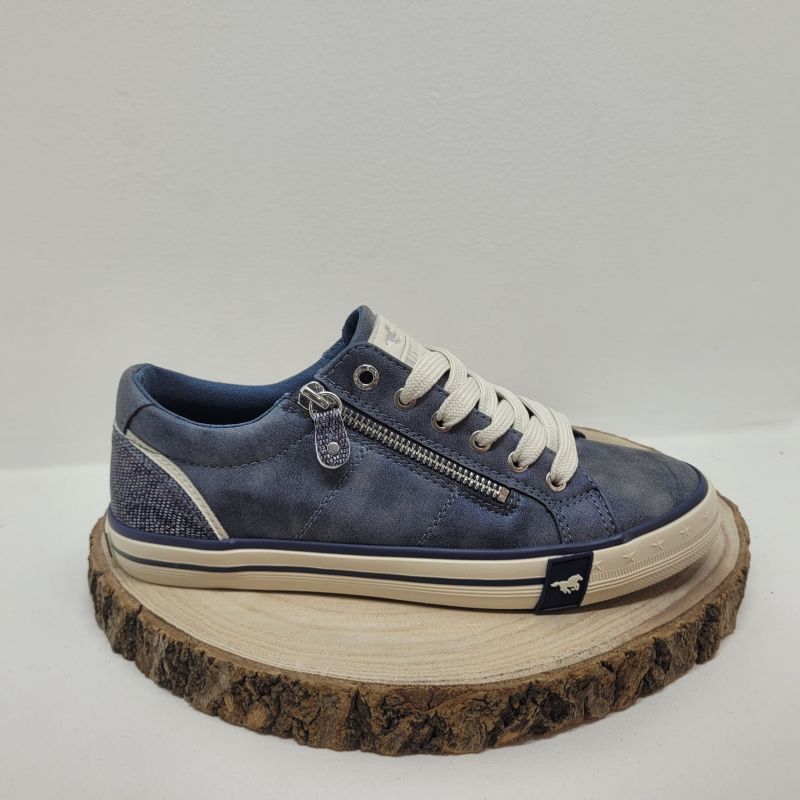 Basket plate bleu marine avec zip Mustang