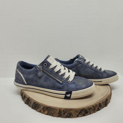 Basket plate bleu marine avec zip Mustang