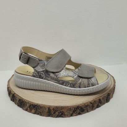 Nu-pied taupe 2 velcros avec imprimé sur le coté Longo
