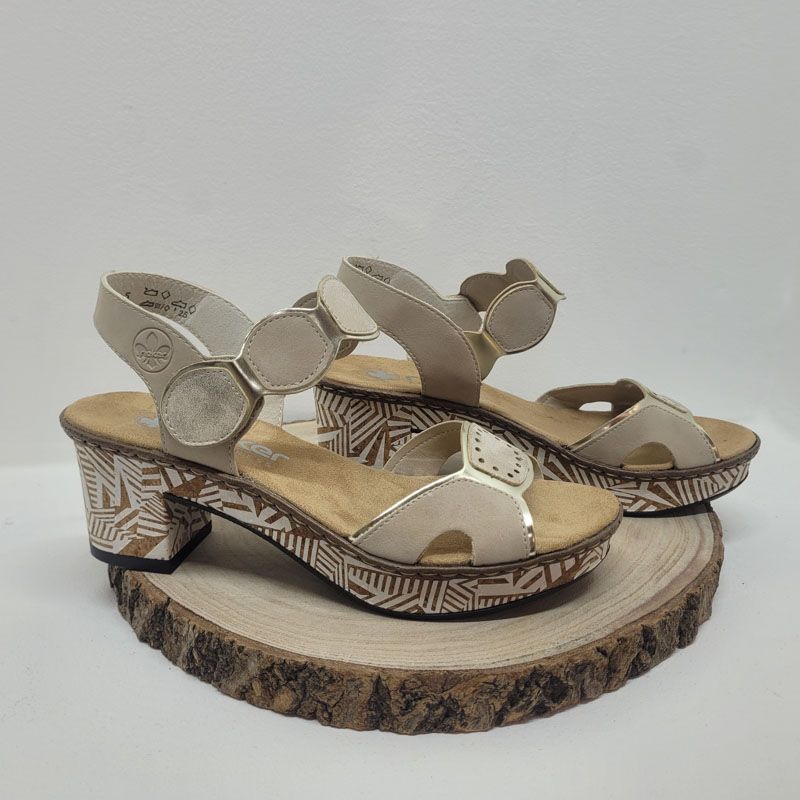 Nu-pieds a talon décroché Gris avec deux velcros Rieker