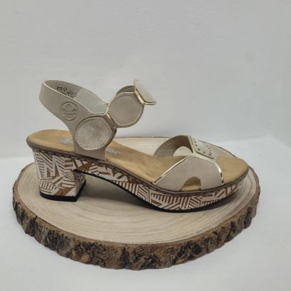 Nu-pieds a talon décroché Gris avec deux velcros Rieker