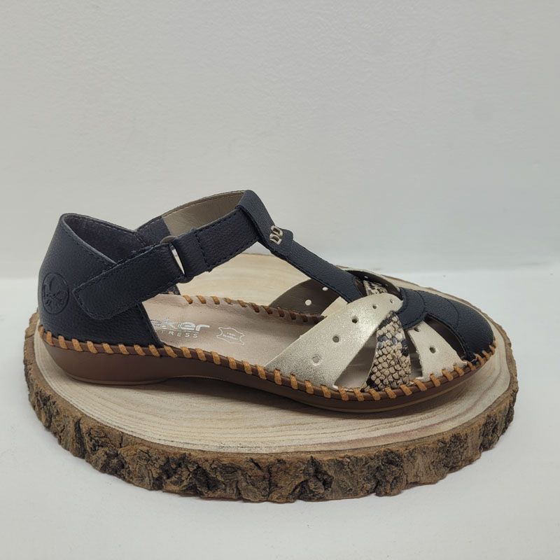 Sandale avec brides noir blanc et marron Rieker