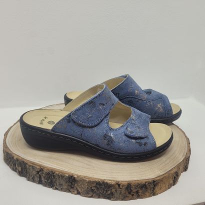 Mule 2 velcros jeans avec imprimé fleurs Dr brinkmann