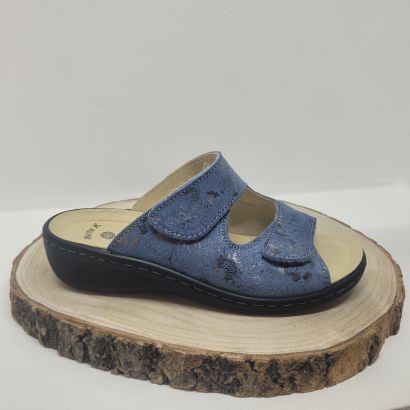 Mule 2 velcros jeans avec imprimé fleurs Dr brinkmann