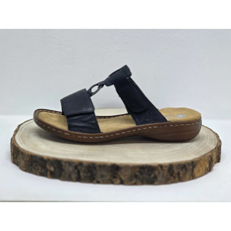 Mule plate 2 velcros noir Rieker