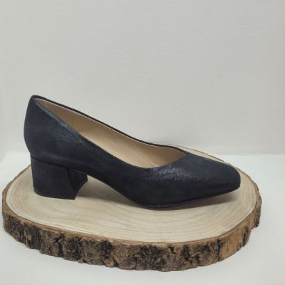 Escarpin noir pailleté talon carrée décroché Caprice 