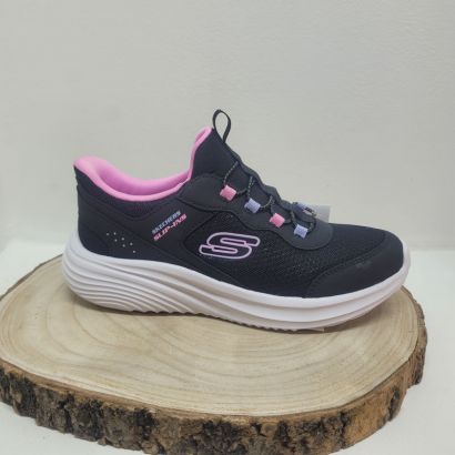 Basket slip in noir avec passants rose et violette Skechers