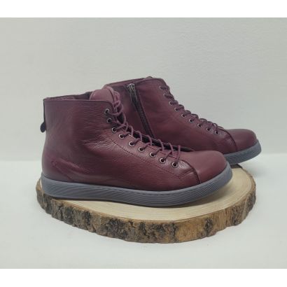 Bottine plate bordeaux avec lacet et zip Andrea Conti 