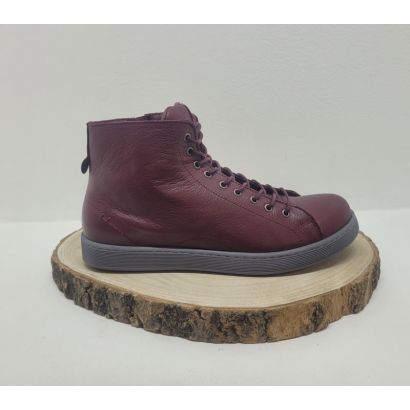Bottine plate bordeaux avec lacet et zip Andrea Conti 