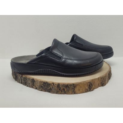 Mûle cuir noir avec 2 élastiques Rohde 