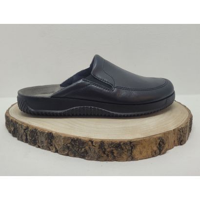 Mûle cuir noir avec 2 élastiques Rohde 