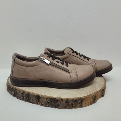Basket plate taupe avec lacet élastique marron Andrea Conti 