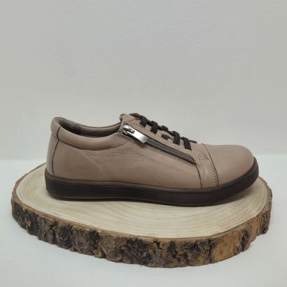 Basket plate taupe avec lacet élastique marron Andrea Conti 