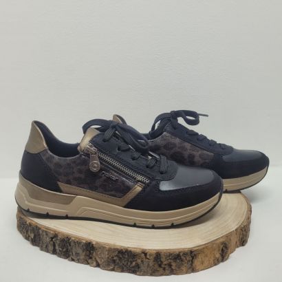Basket noire et bronze semelle beige zip Rieker 