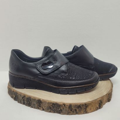Chaussure compensé Noir 1 velcro stretch Rieker