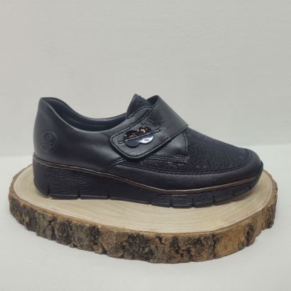 Chaussure compensé Noir 1 velcro stretch Rieker