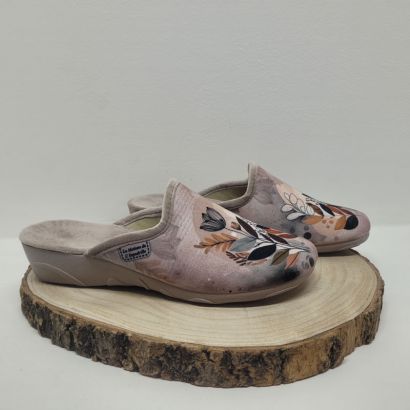 Mûle compensée taupe avec feuilles Maison de l'espadrille