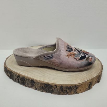 Mûle compensée taupe avec feuilles Maison de l'espadrille