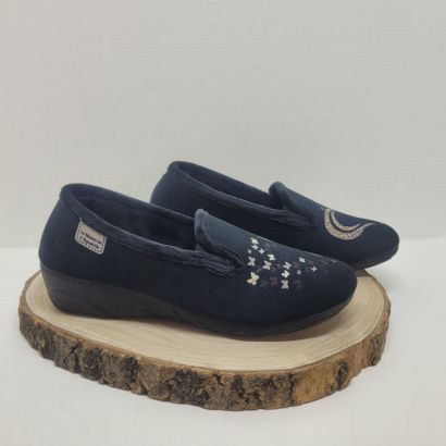 Pantoufle noire compensée avec 2 élastiques papillons dégradés Maison de l'espadrille
