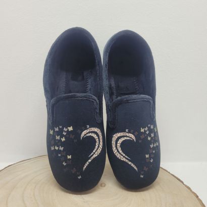 Pantoufle noire compensée avec 2 élastiques papillons dégradés Maison de l'espadrille