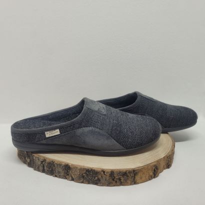 Mûle plate grise avec imprimé Maison de l'espadrille 