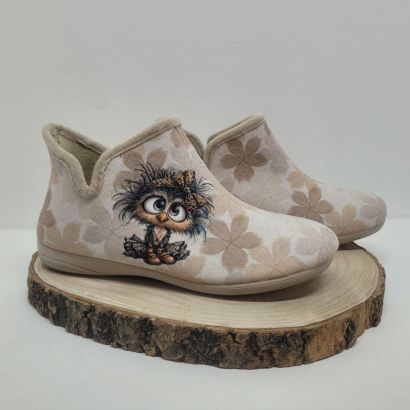 Chausson montant avec autruche beige Maison de l'espadrille 