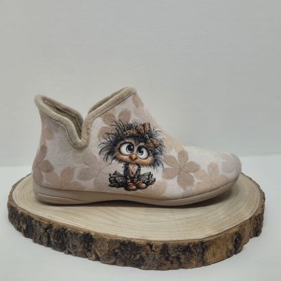 Chausson montant avec autruche beige Maison de l'espadrille 