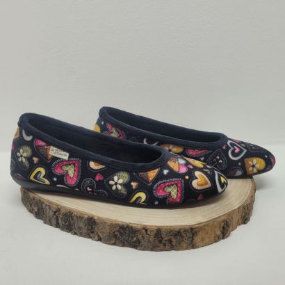 Ballerine noir avec coeur multicolore Maison de l'espadrille 