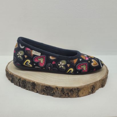 Ballerine noir avec coeur multicolore Maison de l'espadrille 