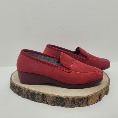 Chausson compensé rouge 2 elast avec couture Maison de l'Espadrille
