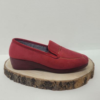 Chausson compensé rouge 2 elast avec couture Maison de l'Espadrille