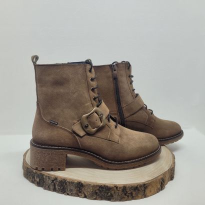 Bottine camel à talon avec lacets et lanière fantaisie sur l'avant Dorking 