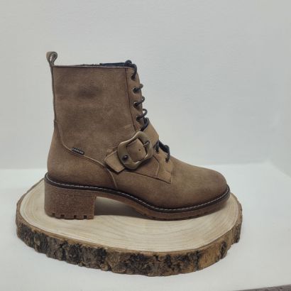 Bottine camel à talon avec lacets et lanière fantaisie sur l'avant Dorking 