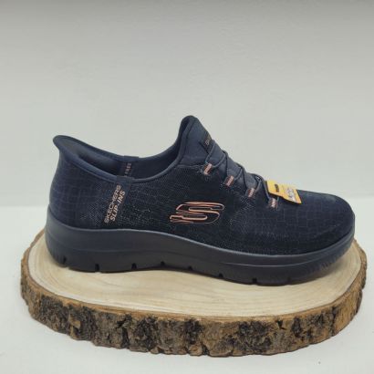 Basket mesh noir slip-ins logo or rosé Skechers 