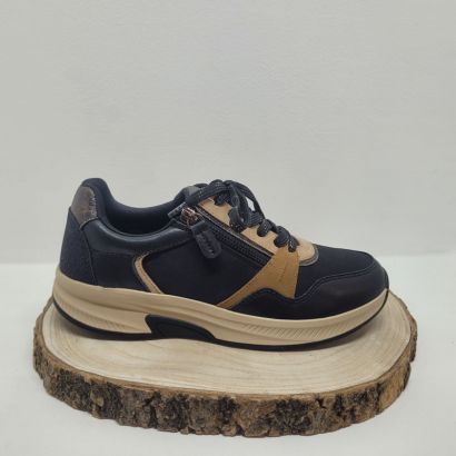 Basket noir et beige plate avec zip Jana 