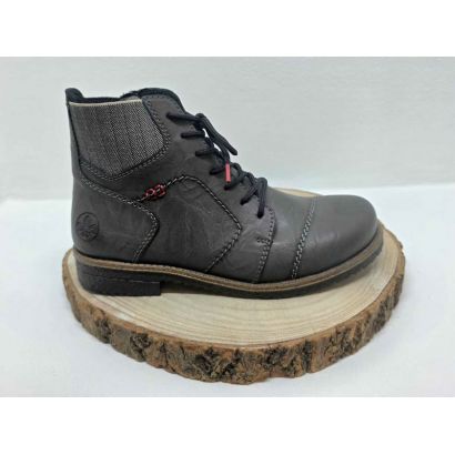 Bottine Grise plate à lacets col tissus Gris semelle Noir Rieker