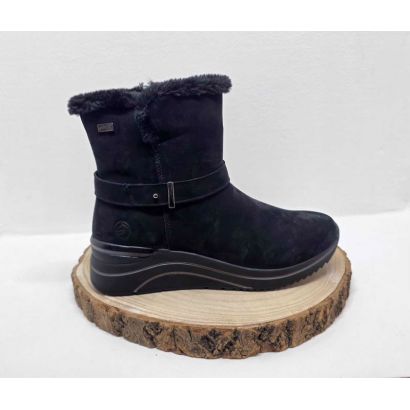 Botte compensée Noir tex fourée zip lanière fantaisie Remonte