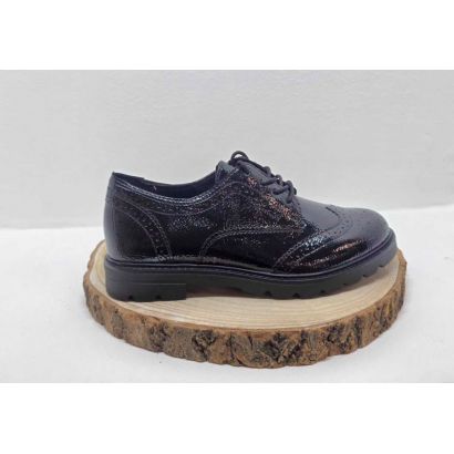 Derbies Noir vernis à lacets fantaisie sur l'avant Remonte
