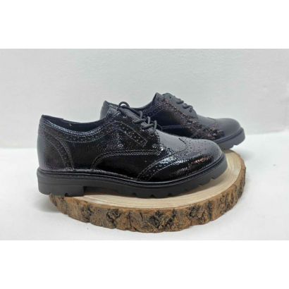 Derbies Noir vernis à lacets fantaisie sur l'avant Remonte